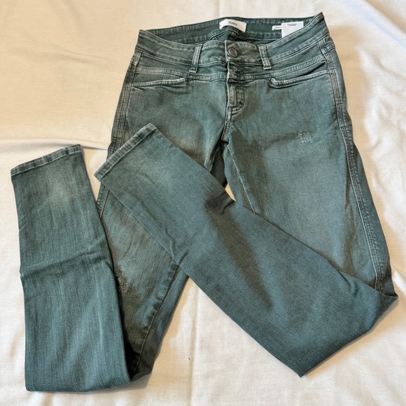 Closed 27 Pedal Star Skinny Jeans ~ Low Rise Distressed Green - Picture 1 of 8